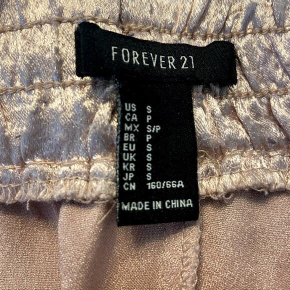 Forever 21 Boxer Shorts Satin Lace Up Elastic Waistband Metallic Pink Small - Picture 2 of 4